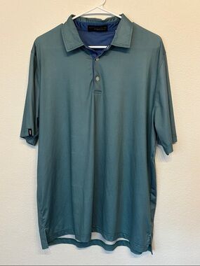 Carnoustie Tech Teal Performance Golf Polo micro print design